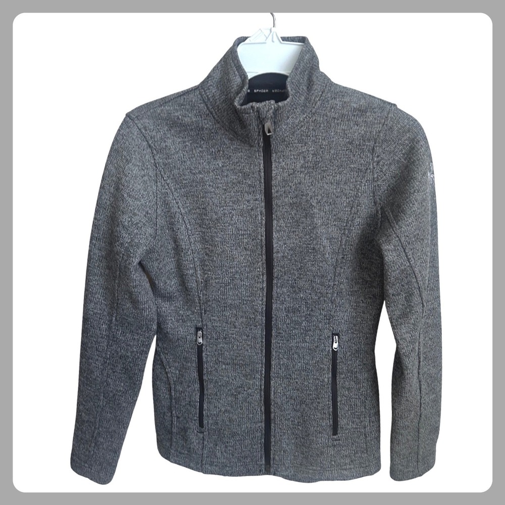 Spyder Women's Fleece Jacket Full‎ Zip Gray Heathered Mock Neck Size S